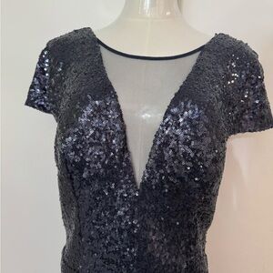 Elegant Navy Sequin Dress